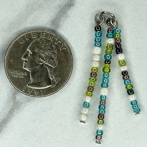 Triple Strand Colorful Beaded Upcycled Pendant - Picture 1 of 5